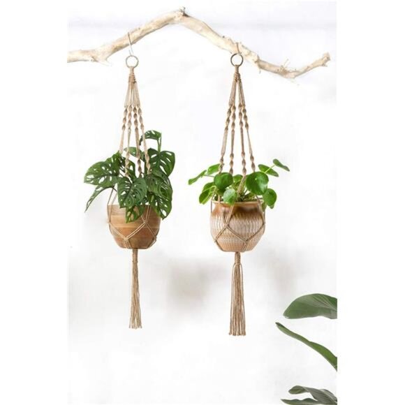 2 Pack Macrame Plant Hangers Indoor Hanging Planter Basket Decorative Flower Pot - Picture 3 of 8